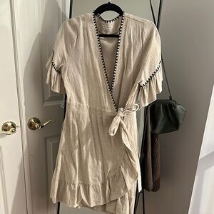 Moon River Cream Dress with Black Trim